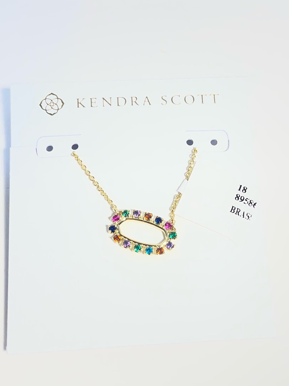 Kendra Scott Elisa Open Frame Gold Necklace with Multi-Color Stones - NWT **